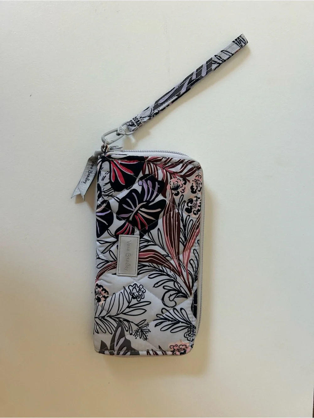 Vera Bradley Floral Wristlet Clutch in White, Black, Pink & Purple